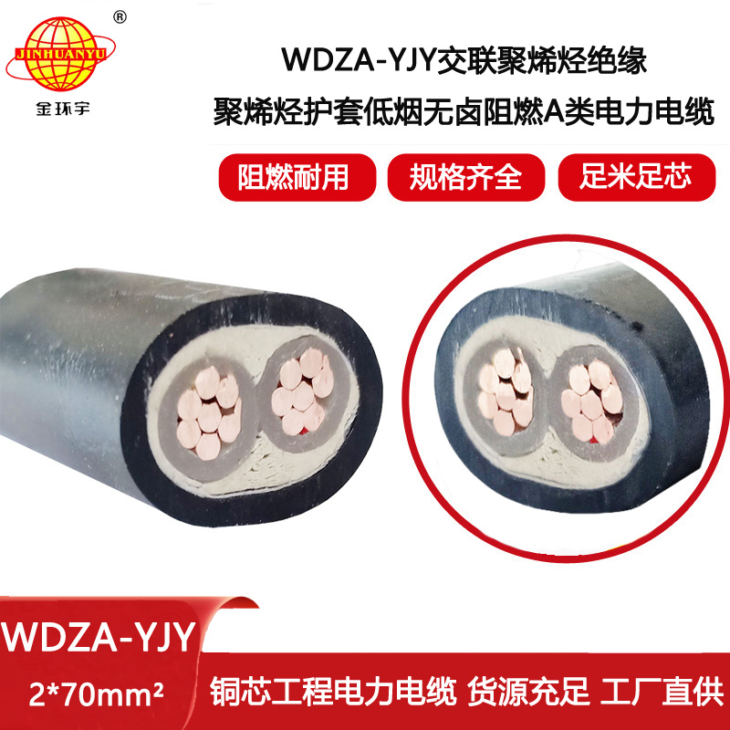 金環(huán)宇電線電纜 環(huán)保電纜 WDZA-YJY 2X70平方 阻燃電纜 低煙無鹵低壓電纜