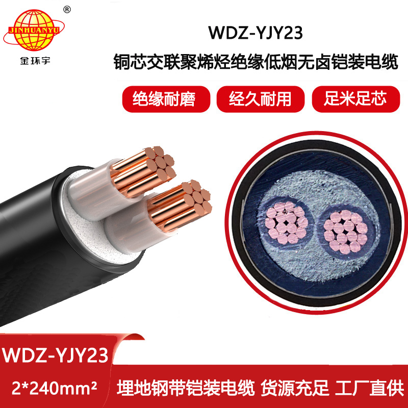 金環宇電線電纜 低煙無鹵電纜 鋼帶鎧裝電纜WDZ-YJY23-2X240 電力電纜