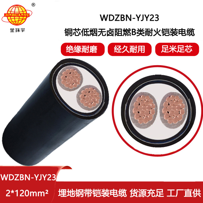 金環宇電線電纜 深圳低煙無鹵阻燃耐火鎧裝電纜WDZBN-YJY23-2X120平方  電力電纜