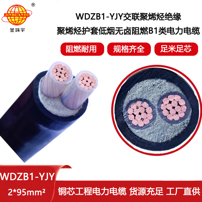 金環宇電線電纜 B1類阻燃電力電纜廠WDZB1-YJY 2x95平方 無鹵低煙電纜